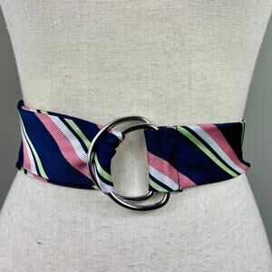 Vintage J. Crew Women's Belt 100% Silk Diagonal Stripes